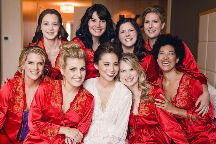 red silk bridesmaid dresses