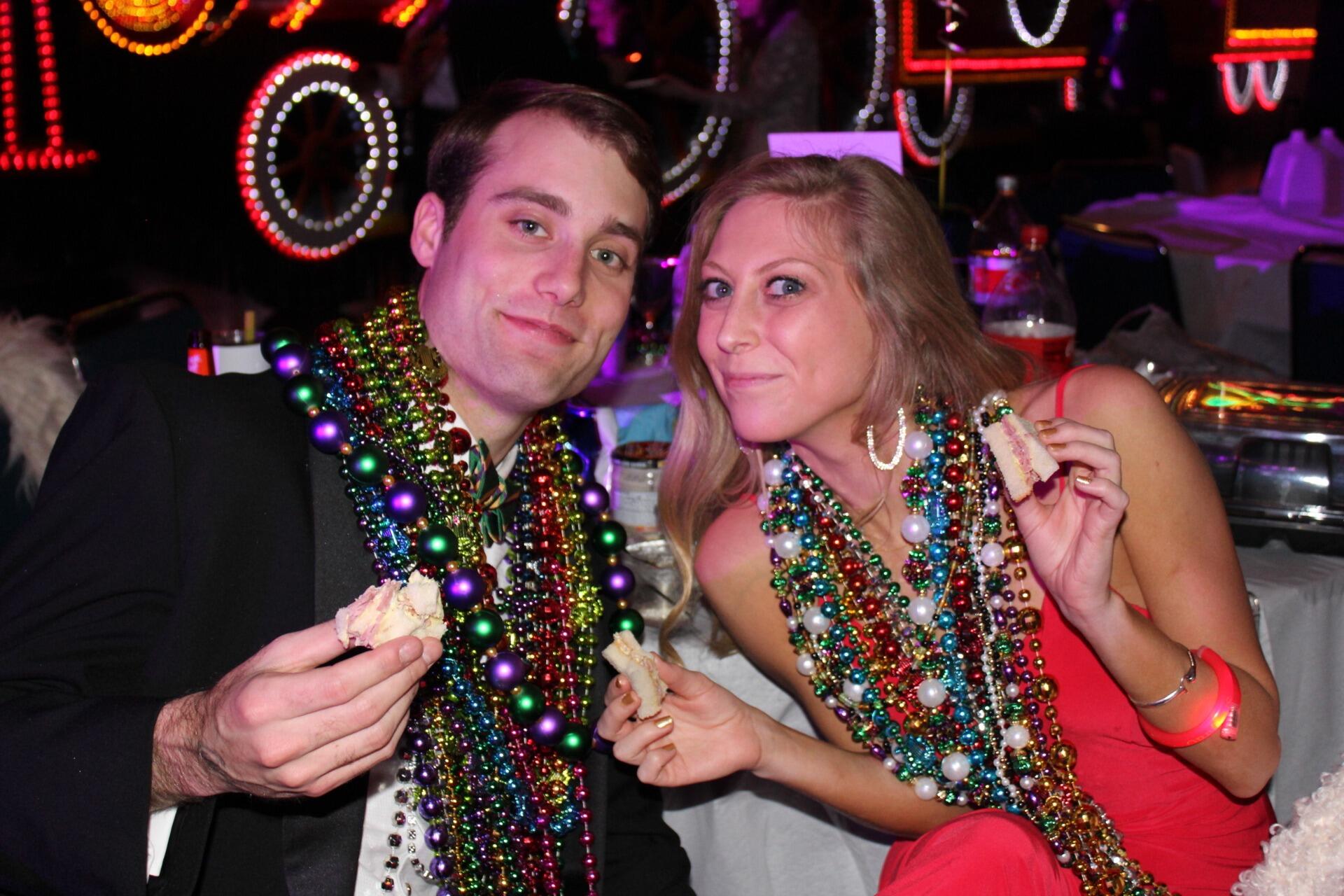 Our 1 year anniversary celebrating at the Orpheus Mardi Gras Ball