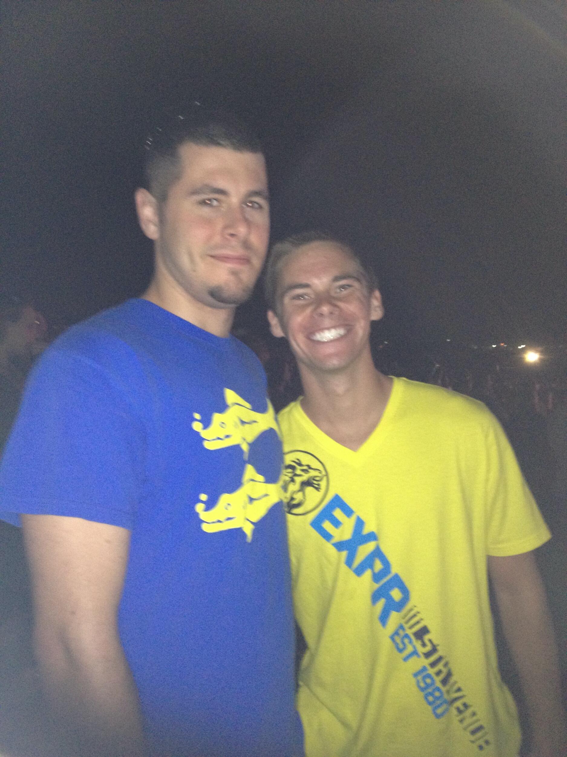 Trevor and Bryan attending their first country concert together at Klipsch Music Center.