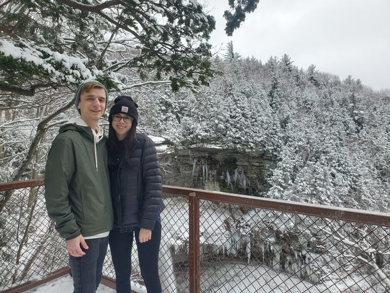 Kaaterskill Falls in Catskill, New York on a snowy January morning.