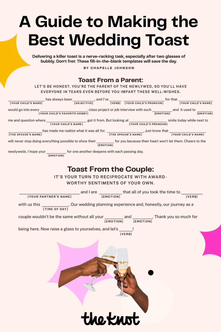 wedding toast example template, fill-in-the-blank printable graphic