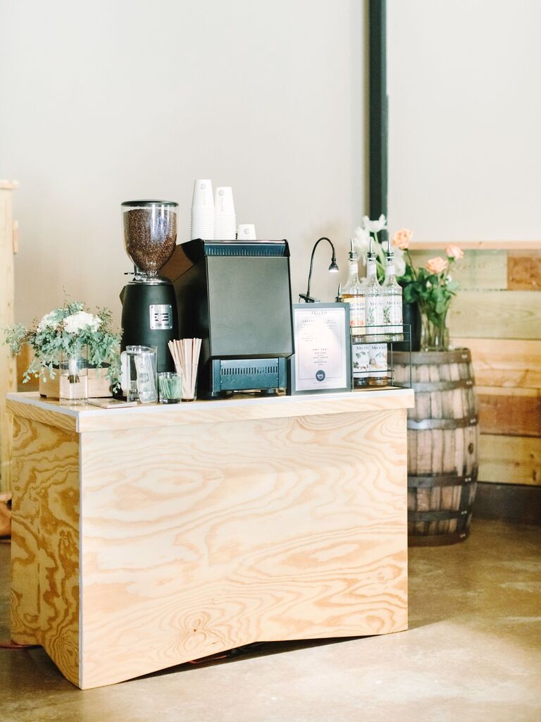 wedding drink station idea latte bar with espresso machine