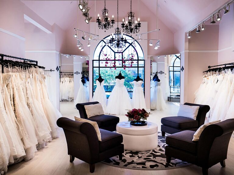 The interior of the wedding boutique Della Curva in Los Angeles