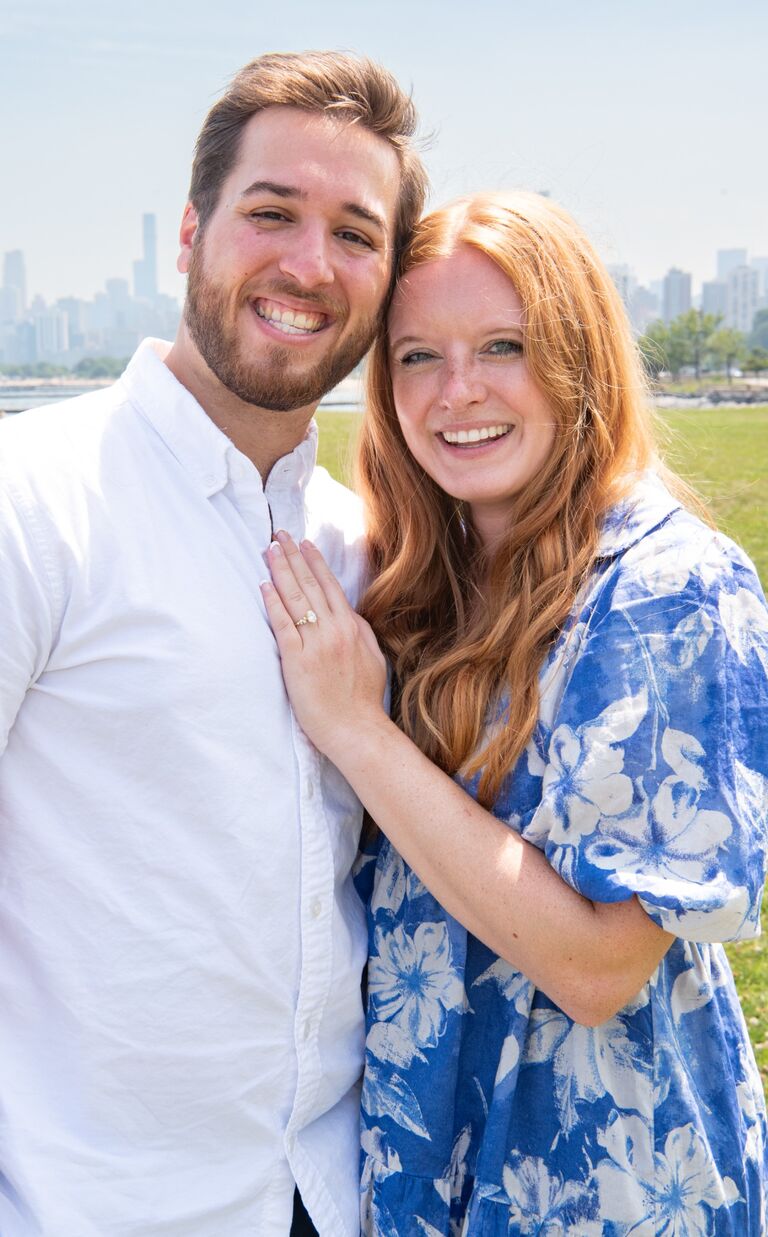 Matthew crafted a plan with the help of Jenna’s friend, Monica, to propose on their final trip of the summer. He staged a lakefront picnic with a carefully selected view of the Chicago skyline, got down on one knee, and delivered the speech of a lifetime involving numerous Taylor Swift references (of which Jenna remembers none of it). The rest is history!