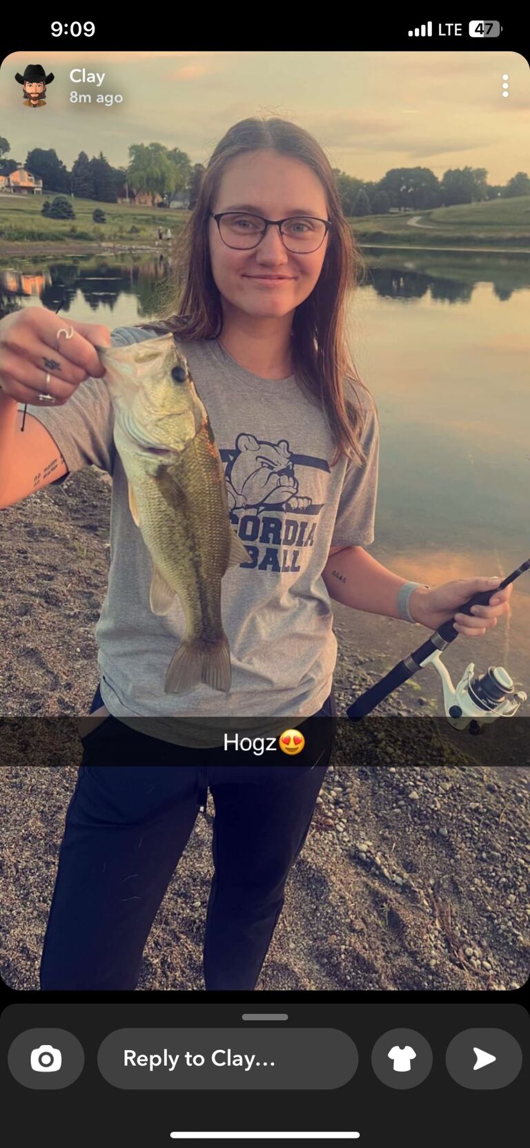 Amber's first fish caught on open water