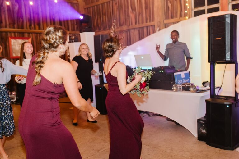 Catching the bouquet!
