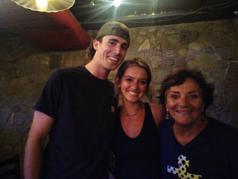 Macie and Lucas' first picture together! With a very special guest, Grandma! Lucas decided to be brave and go to Macie's favorite weekly event, line dancing. 
Lucas remembers thinking, she must be the one because his friends had been trying to get him to go line dancing for years and he refused to go.