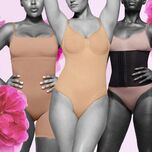 Collage of three wedding shapewear pieces