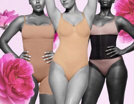 Collage of three wedding shapewear pieces