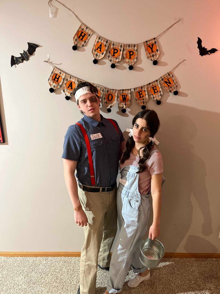 Our first Halloween as Jack and Jill... Fetching pails of water is risky business