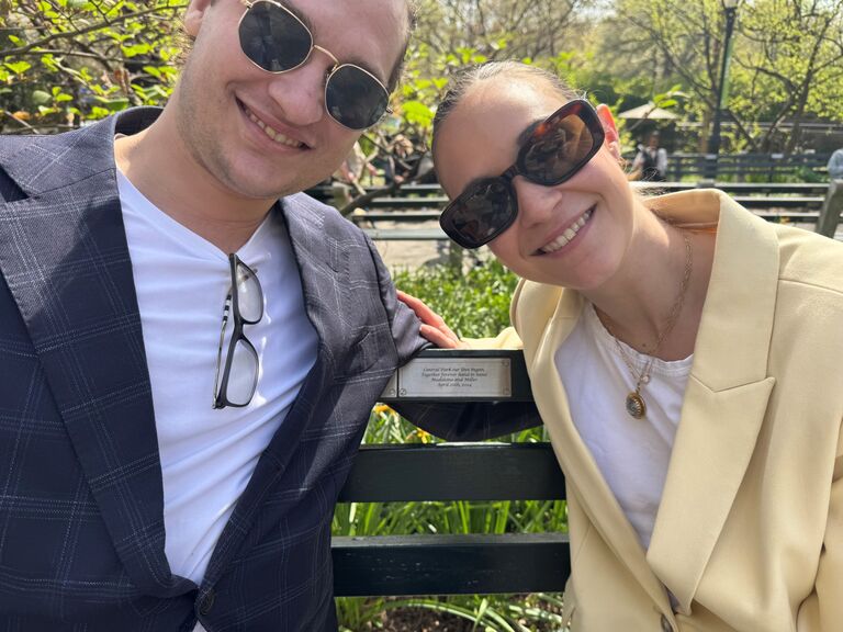 Celebrating one year of our engagement - revisited the bench!