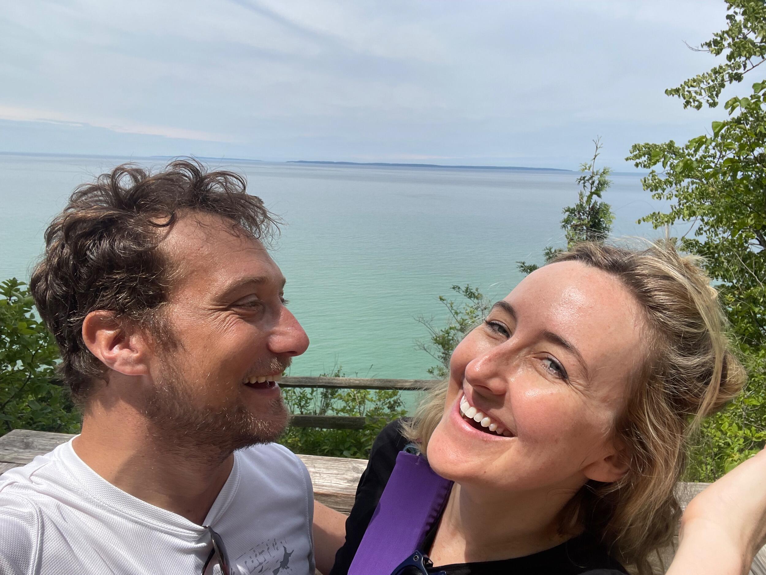 Enjoying Lake Michigan hikes. 