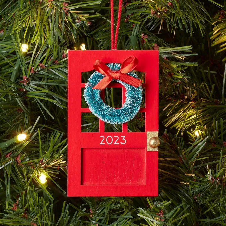 Red Door and Wreath Ornament