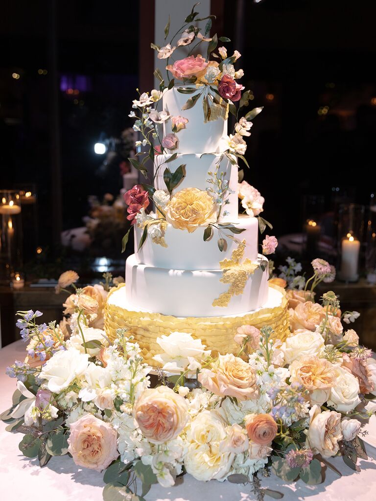 Towering floral wedding cake for your 2024 wedding