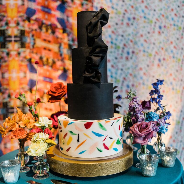Eclectic black wedding cake