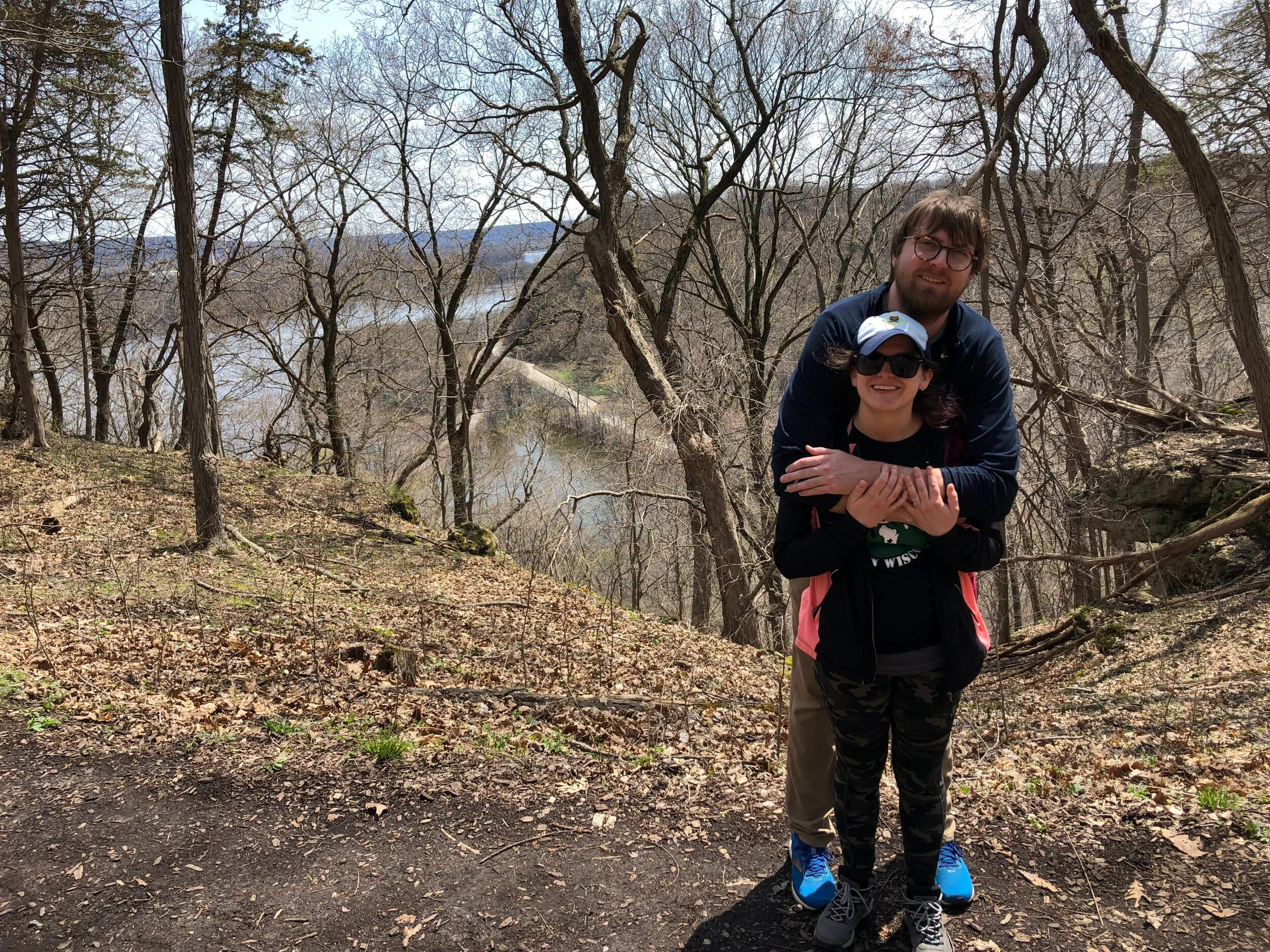 On a hike we did in Iowa. 