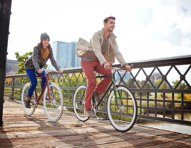 Couple taking a bike ride in Denver