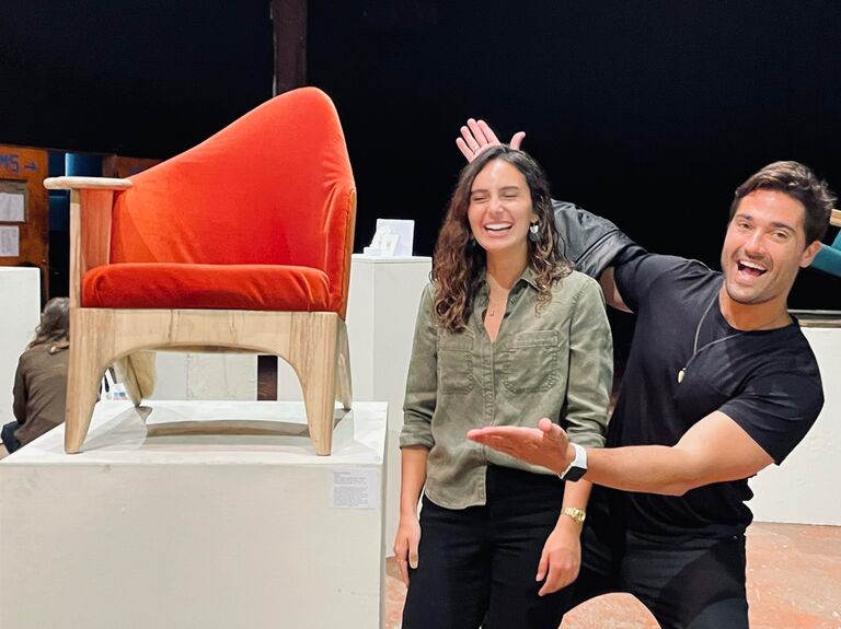 Nic showcased her chair at an art exhibition in San Francisco with her #1 fan, Bruno!