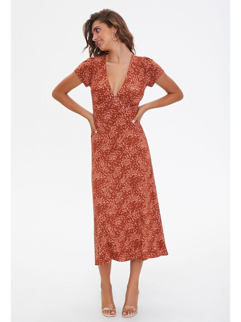 midi wrap dress for wedding guest