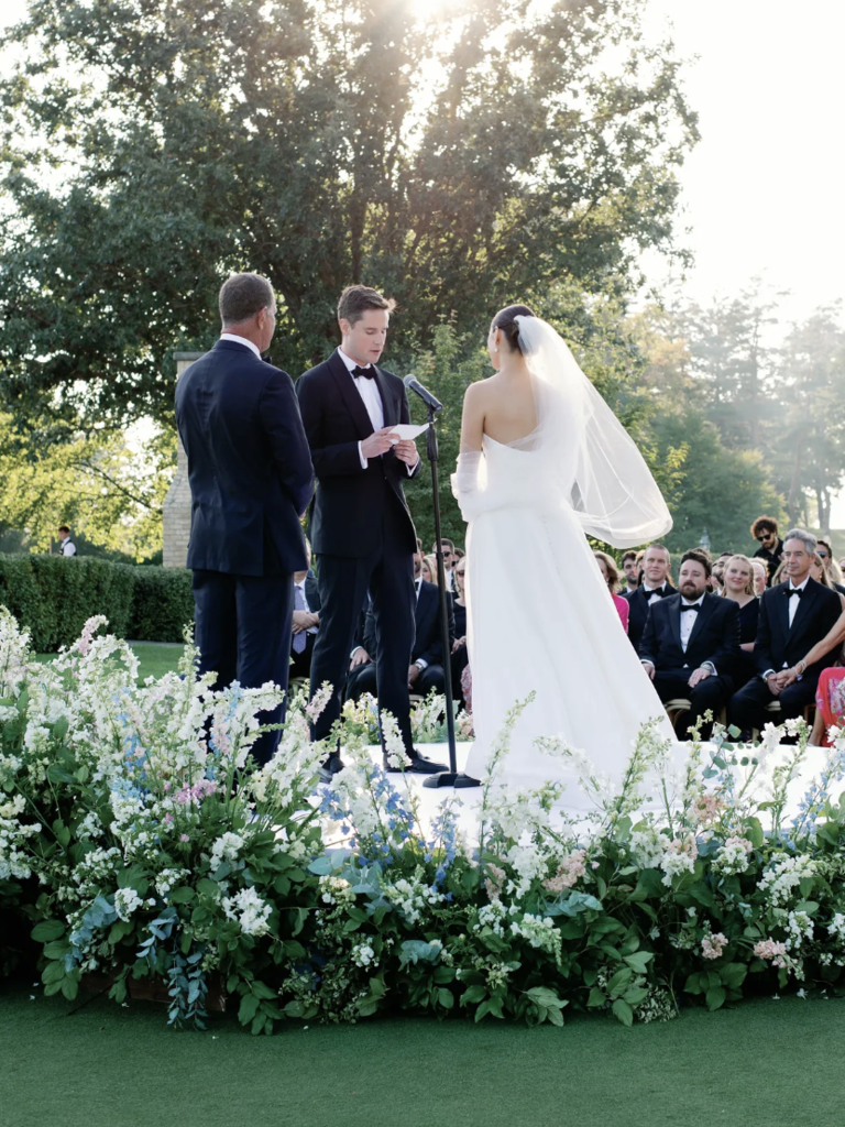 White Ground Florals Surrounding Altar