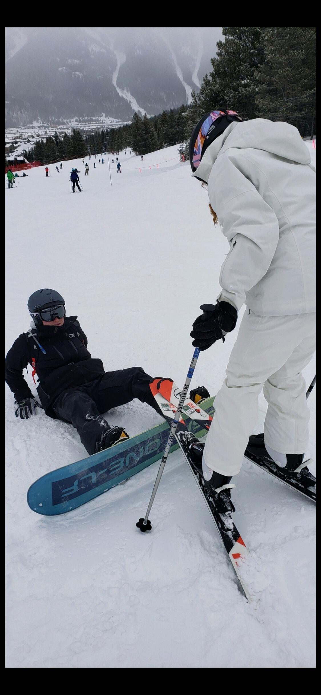 Sabrina's first time on the slopes! Did not go well... but Trenton was there to catch her! 