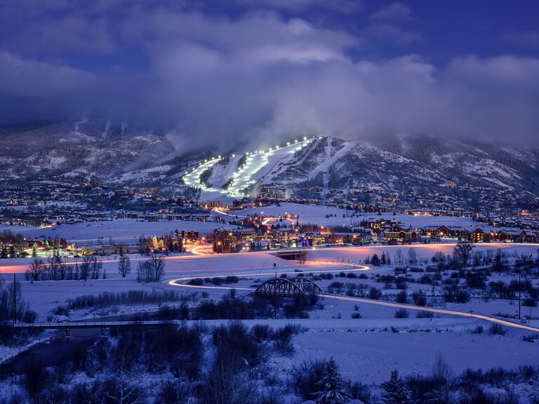Steamboat Springs in Colorado in the evening