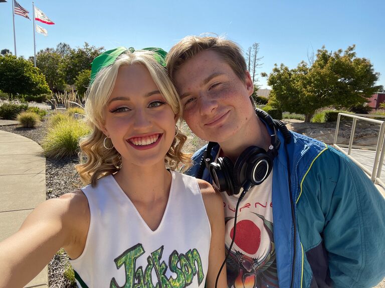 We were acquaintances in several musical theatre shows until we were cast as leads opposite one another in "Bring it On". Let's just say there was on stage and off stage chemistry!