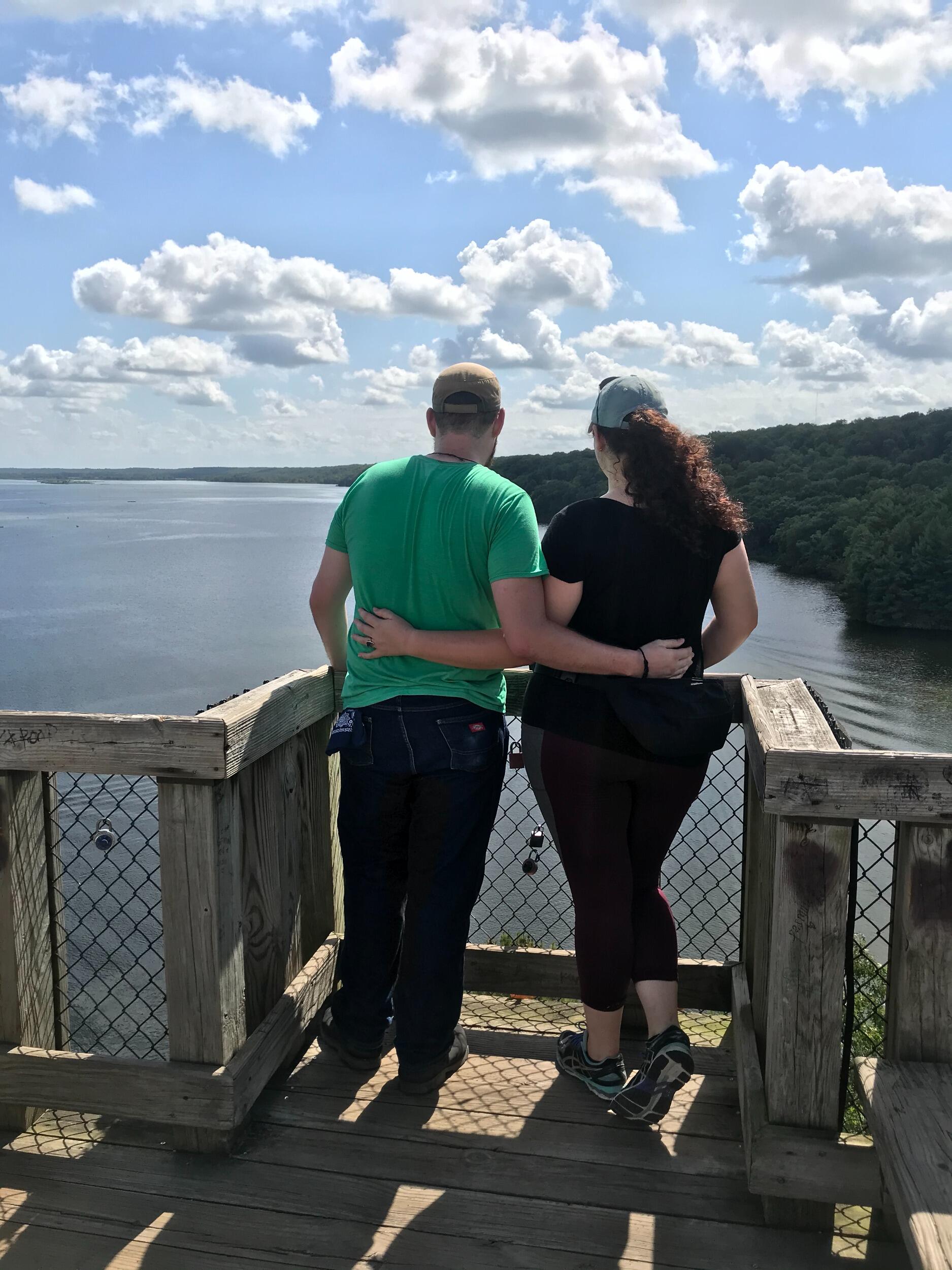 The day after A.J. proposed, Nick, Shelby, A.J., and Kat all went hiking at Starved Rock State Park. Nick snapped this pic for us to announce our engagement on Facebook.