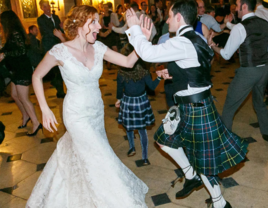 Bride and groom dancing at wedding with Celtic Music for Your Wedding Irish wedding dancers in Alexandria, Virginia, how to hire Irish dancers for wedding