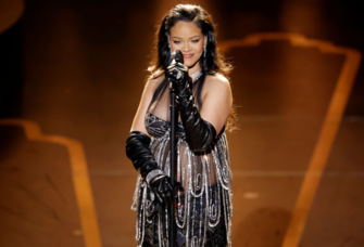 Rihanna performing on stage at the Oscars