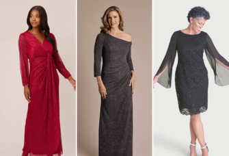 Three winter mother-of-the-bride dresses