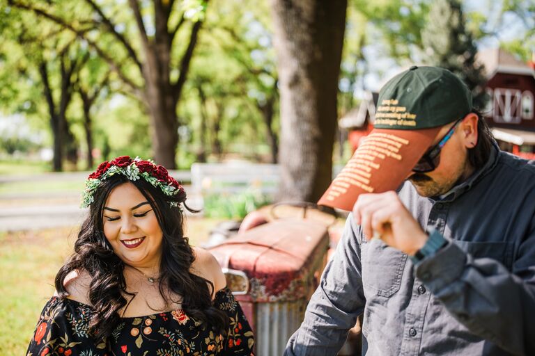 You had me at Chipotle 😮‍💨 Our love story begins in the Spring of 2014. We both went to sac city college. My maid of honor, Adreanna introduced us because of our mutual love for Pewdiepie. I was too shy and nervous to send the first message so she stole my phone and sent a message on my behalf and that’s where it started. We talked online for a bit before deciding to meet up at Sac City, even skipped a class just to meet him. I barely talked but he opened me up and charmed me with his humor, good looks, and sweetness and later he had to leave to give my maid of honor a ride home but when she found out he and I were hanging out she told him nvm and he came back to meet me at chipotle where I was about to have lunch. He caught up with me, bought our lunch, and we were able to connect more and spent a lot more time with each other. We didn't want it to stop so he offered to drive me home. I obviously gave him "short route" home... hehe jk it was the long way home but I wanted to know him more. He drove me back in his death mobile (Olds mobile deathtrap of a car lol). Gave me a hug and sparks kept flying since then. We made it official on April 14, 2014 and been inseparable since then. 
