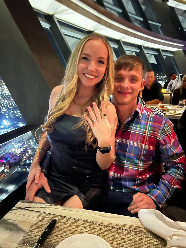 We got engaged!!! He proposed at one of the tallest buildings in the country; Top of the World in Las Vegas, NV!