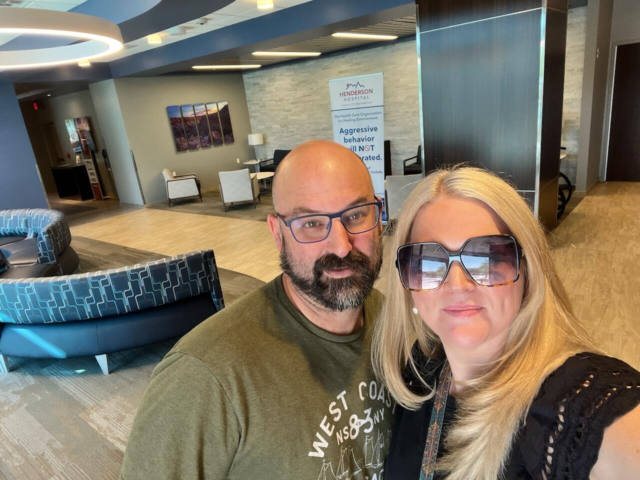 Leaving the hospital after a long 4 day stay for Brad.