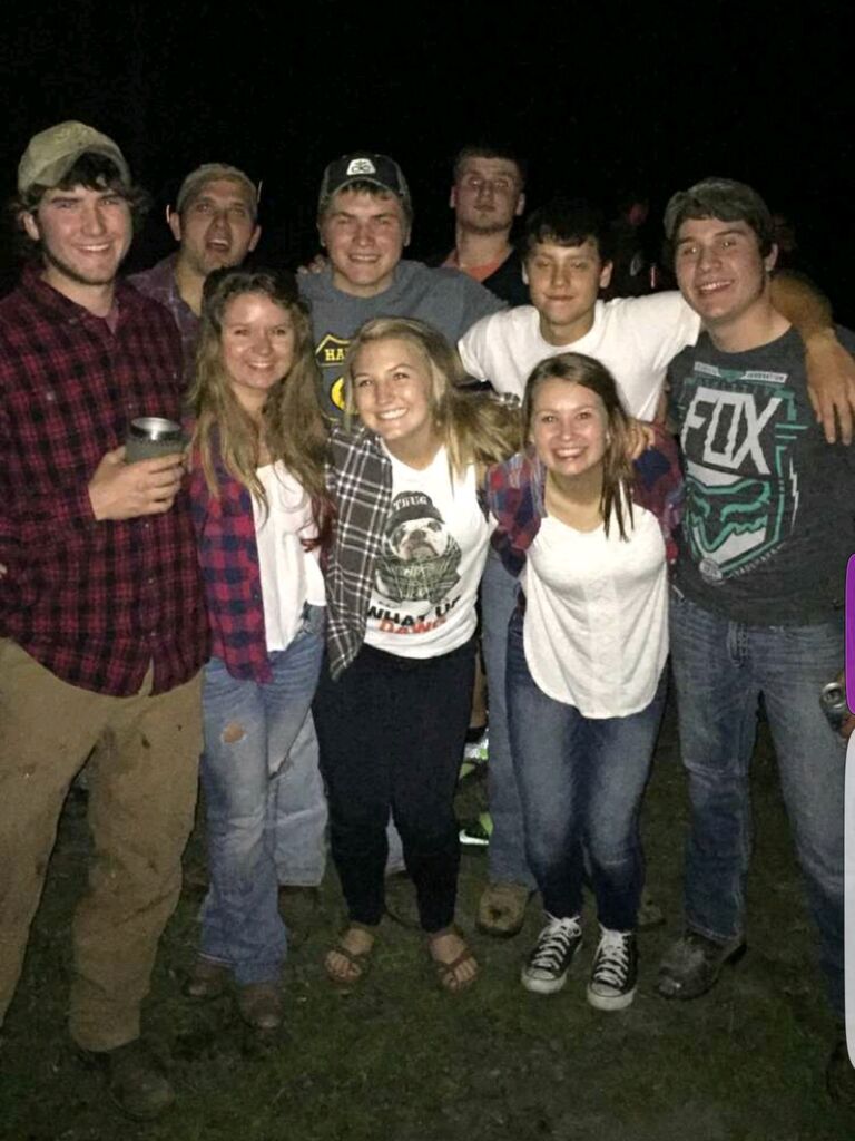 Photo with friends celebrating Alex's birthday.