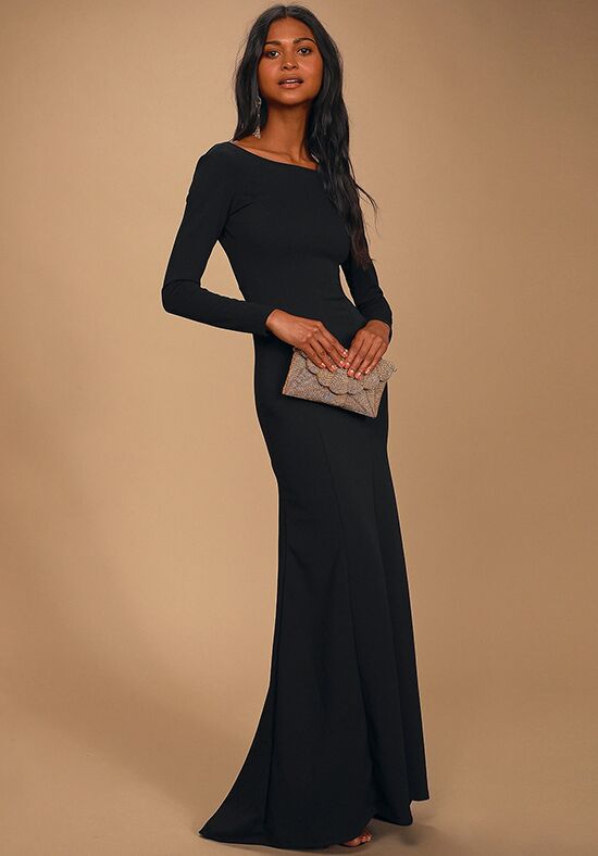 Unique Backless Long Sleeve High Slit Maxi Dress - Black – Trendy