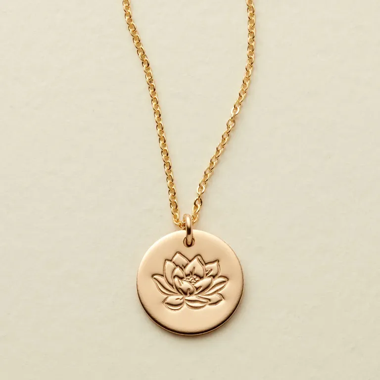 Gold pendant necklace with lily flower for 29th anniversary gift