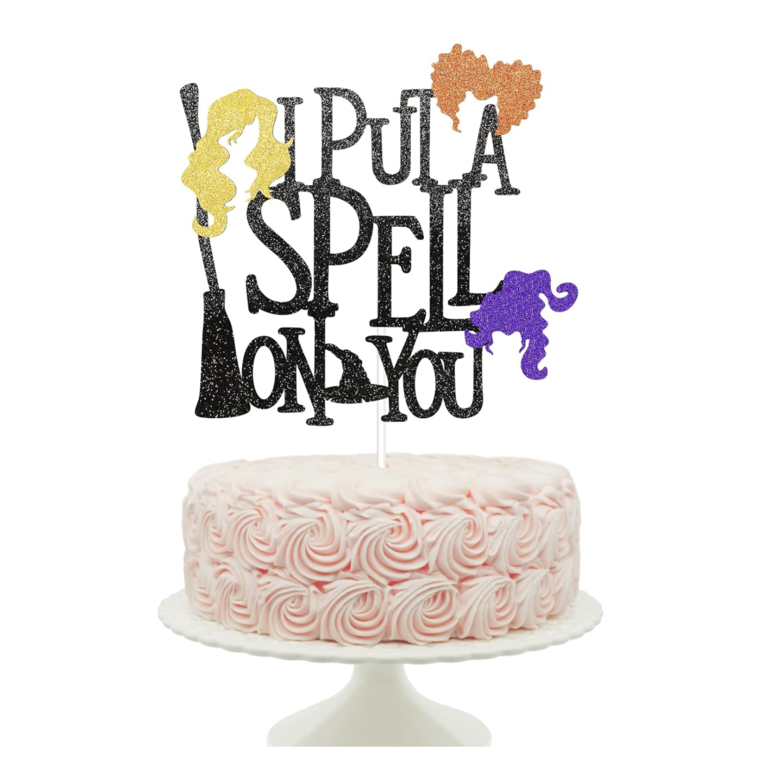 I Put A Spell On You Cake Topper - Glitter Black Halloween Wedding Cake  Topper Decorations Suitable for Halloween Wedding, Engagement or Wedding
