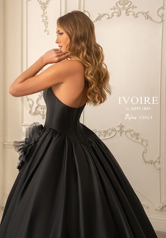 如月れいちゃんコラボ♡Bijou tweed setup dress IVOIRE by KITTY CHEN BIJOU, V2613 - Black Wedding Dress | The Knot