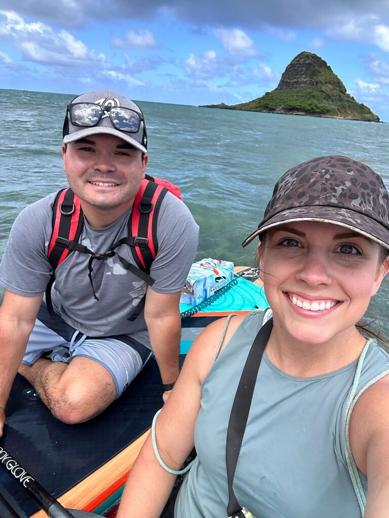 Ryan suggested a paddling day to Mokoli`i (Chinaman's Hat). This is one of Ryan's favorite places on O`ahu and, coincidentally, the backdrop for the ceremony in November.