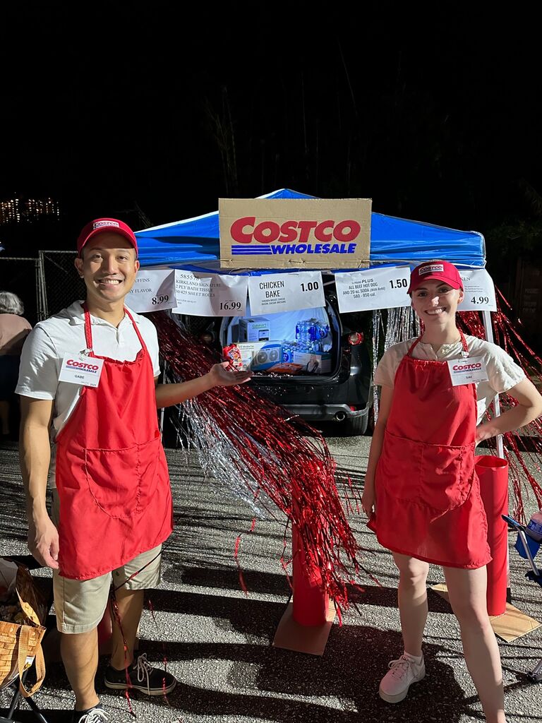 Missing some of the luxuries of stateside life, they dressed as Costco employees for Halloween.
