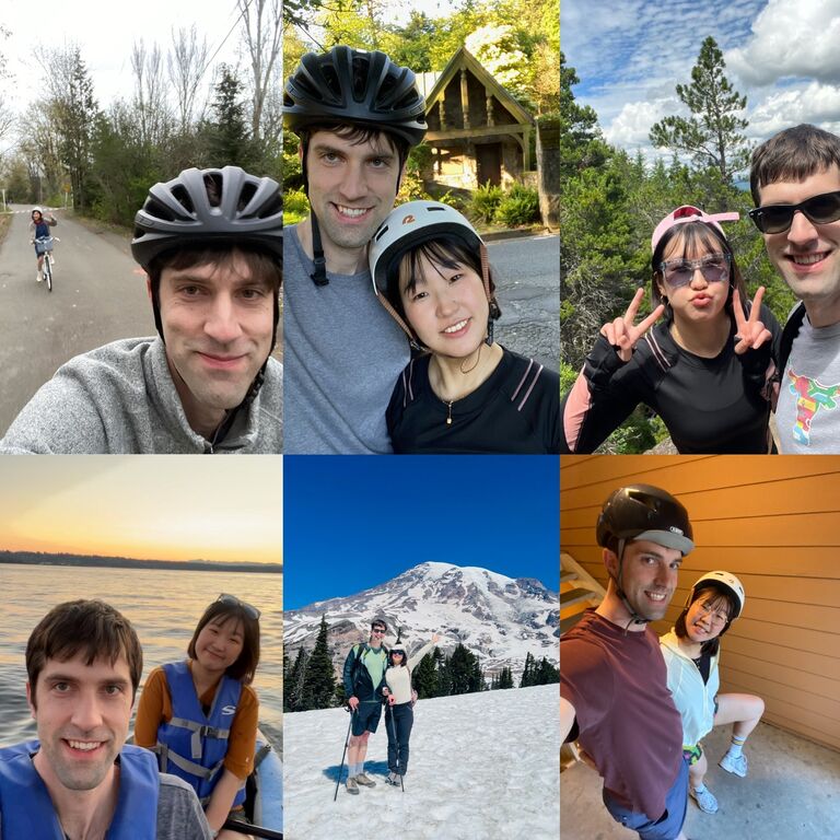 Tim and Dian enjoyed the Seattle summer with plenty of outdoor activities, including biking (Dian opted for an e-bike to keep up), hiking, and kayaking.