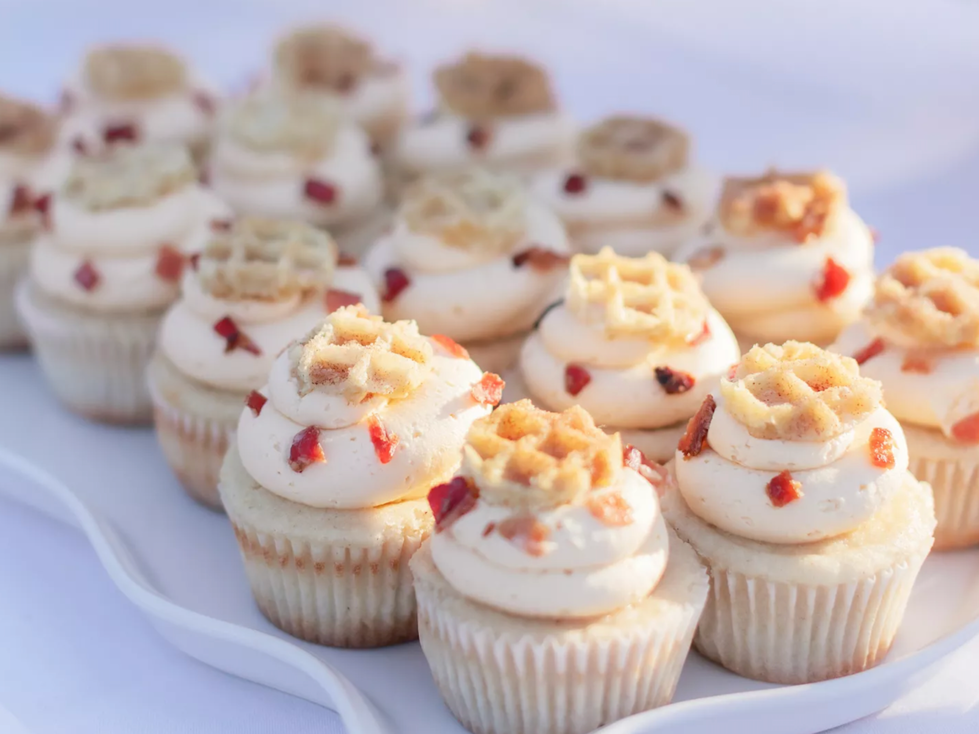 Waffle inspired cupcakes for bridal shower brunch