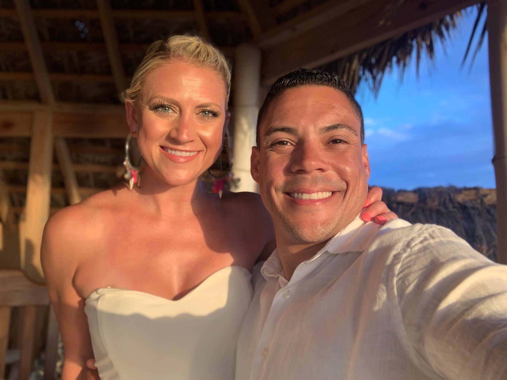 The one time in Jamaica we had an all white night and Carlos's friends thought we eloped. 