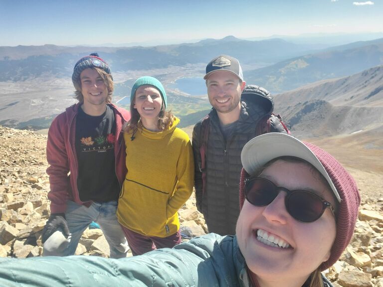 A few weeks later they had the "Classic Colorado Date" of hiking a "14er", Mt. Elbert in Leadville with friends Connor and Azriel! Also they day they first got their Melenzana "Mellie" hoodies; the weather was perfect and the mellies were cozy (despite it being 80 degrees) so they knew it was meant to be! 