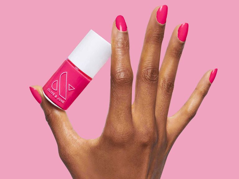 Olive & June hot pink nail polish gift for bridesmaids