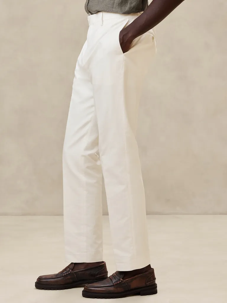 White Italian cotton-linen suit pant