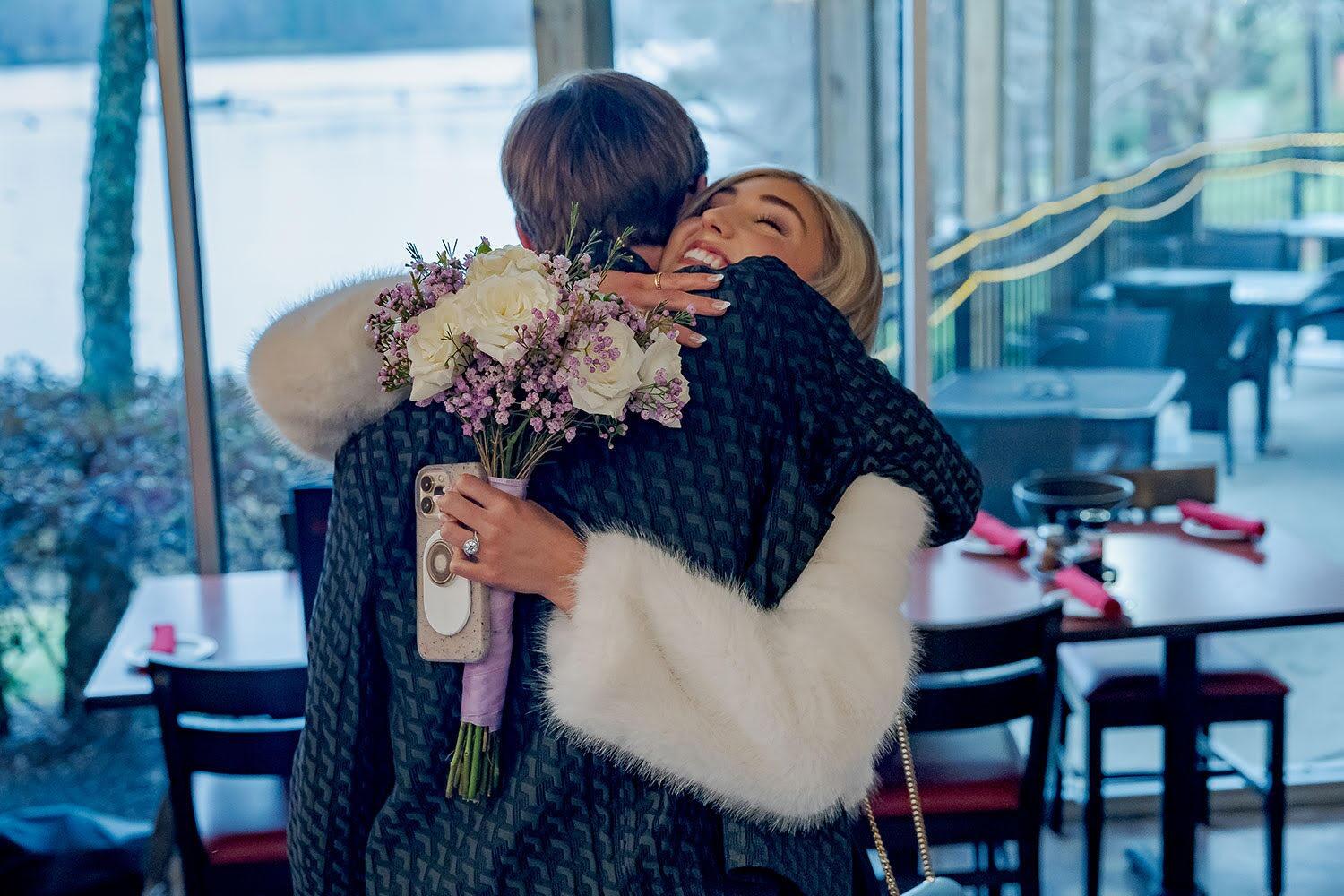 Brock proposed at the same restaurant they met at in Kingwood and surprised her with all of their closest friends and family afterwards! He went above and beyond, as always.