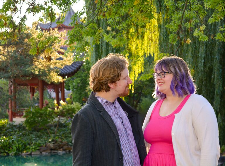 A lovely engagement photo shoot at one of our favorite places, the botanical garden!