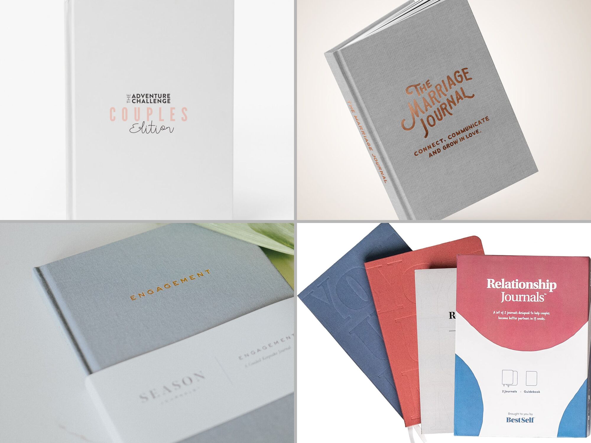 Collage of four couples relationship journals